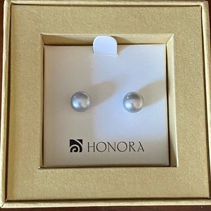 Honora Cultured Pearl Stud Earrings — Light Gray — NEW IN BOX